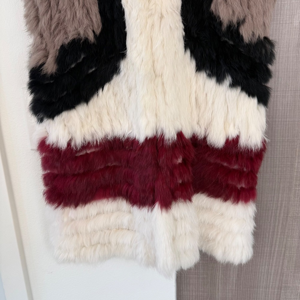 NEW ELLIATT Multicolor Rabbit Fur Colorblock Vest Size Small - Picture 8 of 13